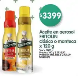 Supermercados Buenos Días Fritolin aceite en aerosol clásico o manteca oferta