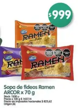 Supermercados Buenos Días Arcor sopa de fideos ramen oferta