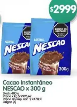 Supermercados Buenos Días Nescao cacao instantáneo oferta