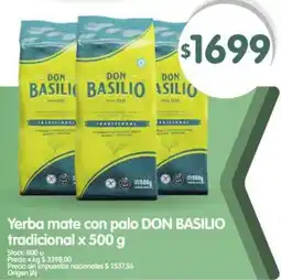 Supermercados Buenos Días Don basilio yerba mate con palo tradicional oferta