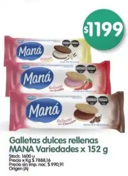 Supermercados Buenos Días Mana galletas dulces rellenas variedades oferta