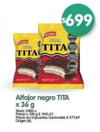 Supermercados Buenos Días Tita alfajor negro oferta