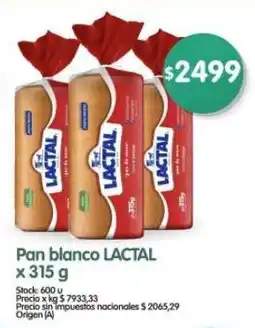 Supermercados Buenos Días Lactal pan blanco oferta
