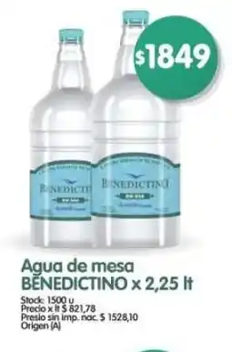 Supermercados Buenos Días Benedictino agua de mesa oferta