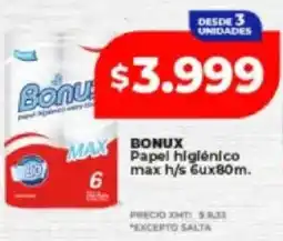 Supermayorista Vital Bonux papel higiénico max h/s oferta