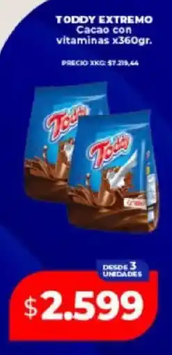 Supermayorista Vital Toddy extremo cacao con vitaminas oferta