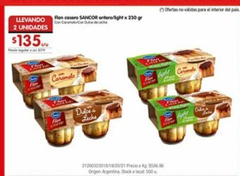 Disco Flan casero sancor oferta