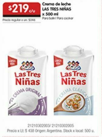 Disco Crema de leche las tres niñas oferta
