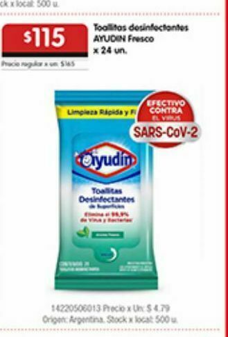 Disco Toallitas desinfectantes ayudin oferta