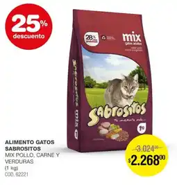 Atomo Conviene Sabrositos alimento gatos mix pollo, carne y verduras oferta
