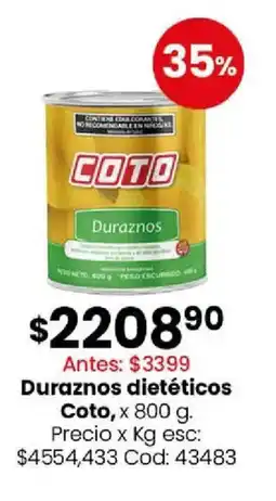 Coto Coto duraznos dietéticos oferta