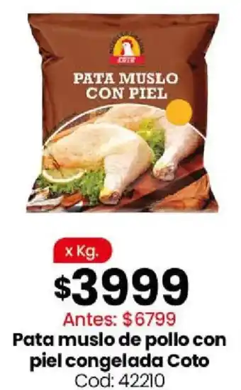 Coto pata muslo de pollo con piel congelada