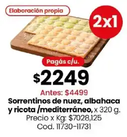 Coto Sorrentinos de nuez, albahaca y ricota/mediterráneo oferta