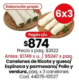 Coto Canelones de ricota y queso/ espinaca y parmesano/pollo y verdura oferta