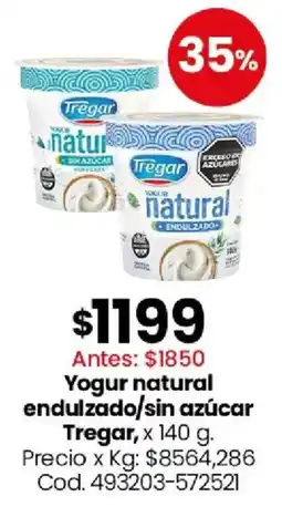 Coto Tregar yogur natural endulzado/sin azucar oferta