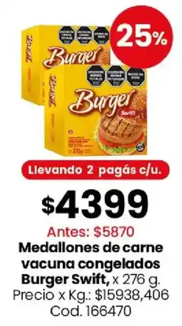 Coto Burger Swift medallones de carne vacuna congelados oferta