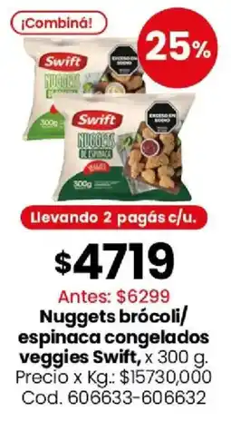 Coto Swift nuggets brocoli/espinaca congelados veggies oferta