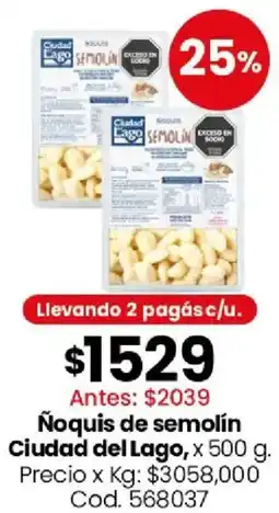 Coto Ciudad del Lago ñoquis de semolín oferta