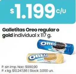 Changomas Oreo galletitas regular o gold individual oferta
