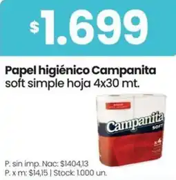Changomas Campanita soft papel higiénico simple hoja oferta