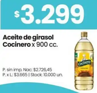 Cocinero aceite de girasol