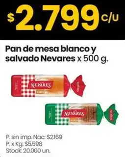 Changomas Nevares pan de mesa blanco y salvado oferta