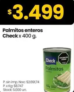 Changomas Check palmitos enteros oferta