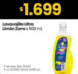 Changomas Zorro lavavajilla ultra limón oferta