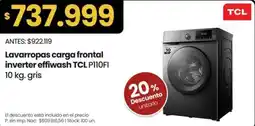 Changomas Tcl lavarropas carga frontal inverter effiwash oferta