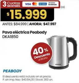 Changomas Peabody pava eléctrica peabody DKA1850 oferta