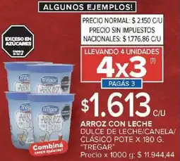 Carrefour Tregar arroz con leche dulce de leche/canela/ clásico pote oferta