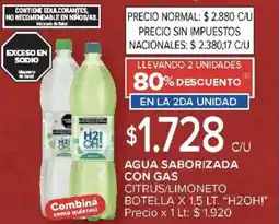 Carrefour H2oh! agua saborizada con gas citrus/limoneto botella oferta