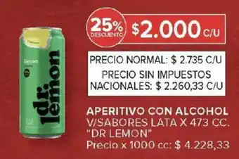 Dr lemon aperitivo con alcohol v/sabores lata