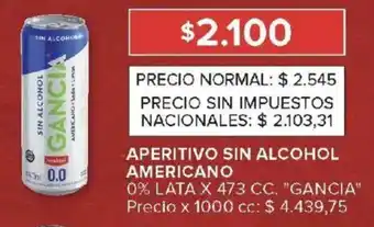 Gancia aperitivo sin alcohol americano 0% lata