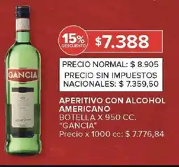 Carrefour Gancia aperitivo con alcohol americano botella oferta