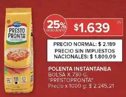 Carrefour Prestopronta polenta instantánea bolsa oferta