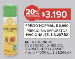 Carrefour Carrefour classic aceite girasol en aerosol oferta