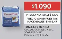 Carrefour Carrefour toalla femenina c/alas con gel oferta