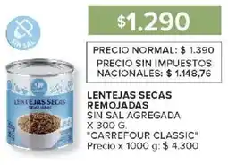 Carrefour Carrefour classic lentejas secas remojadas sin sal agregada oferta
