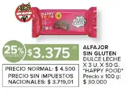 Carrefour Happy food alfajor sin gluten dulce leche oferta