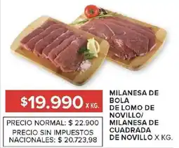 Carrefour Milanesa de bola de lomo de novillo/ milanesa de cuadrada de novillo oferta