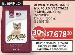 Carrefour Sabrositos alimento para gatos mix pollo. vegetales y cereales oferta