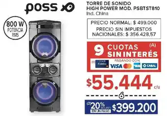 Carrefour Poss torre de sonido high power oferta