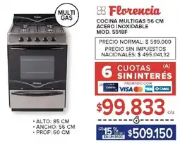 Carrefour Florencia cocina multigas acero inoxidable oferta