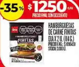 Supermercados DIA Dia hamburguesas de carne finitas oferta