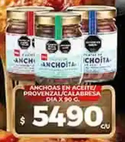 Supermercados DIA Dia anchoas en aceite provenzal/calabresa oferta