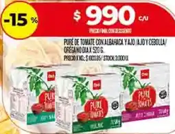Supermercados DIA Dia puré de tomate con albahaca yajo/ajody cebolla oferta