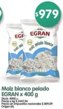Supermercados Buenos Días Egran maíz blanco pelado oferta