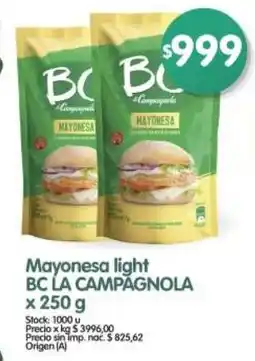 Supermercados Buenos Días Bc la campagnola mayonesa light oferta