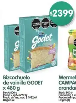 Supermercados Buenos Días Godet bizcochuelo de vainilla oferta